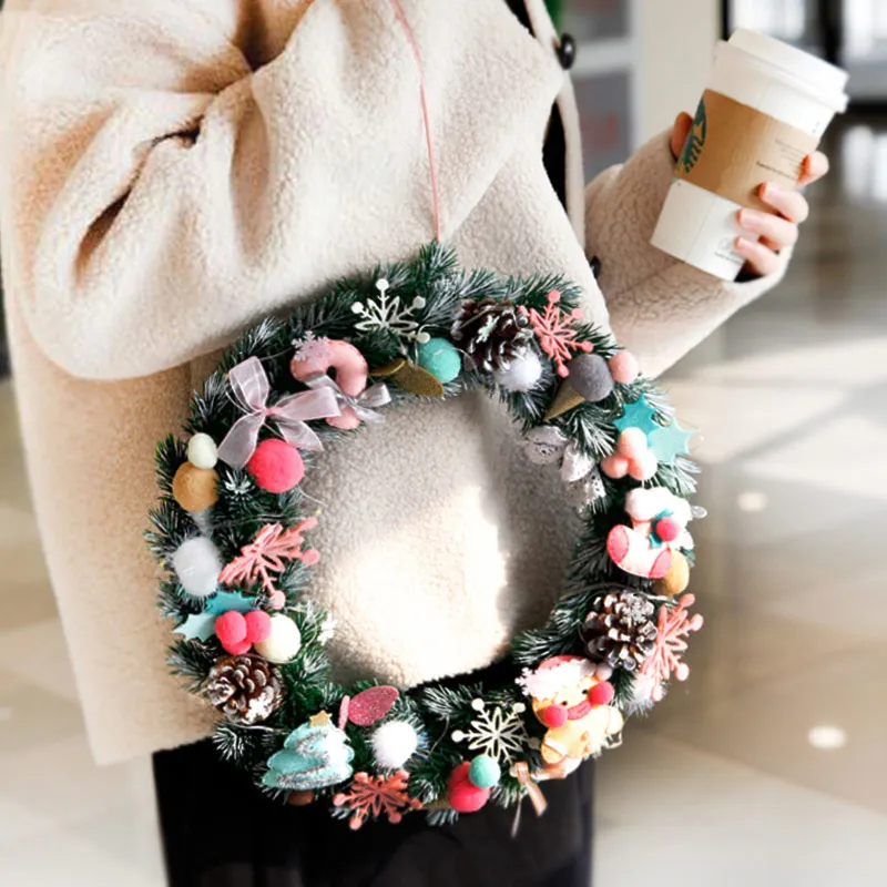 Новогодняя тема настенная подвеска 33 см кукла из фетра Настенный комплект