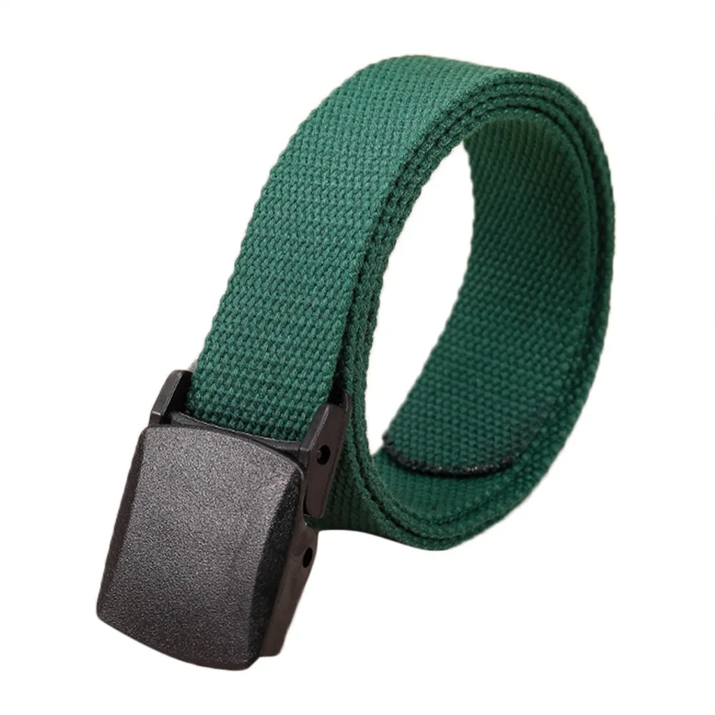 Женский Мужской ремень с пластиковой пряжкой простой однотонный холщовый модный