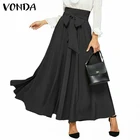 Элегантные женские длинные юбки, элегантные офисные женские плиссированные трапециевидные юбки с высокой талией, вечерние женские юбки с поясом, 202