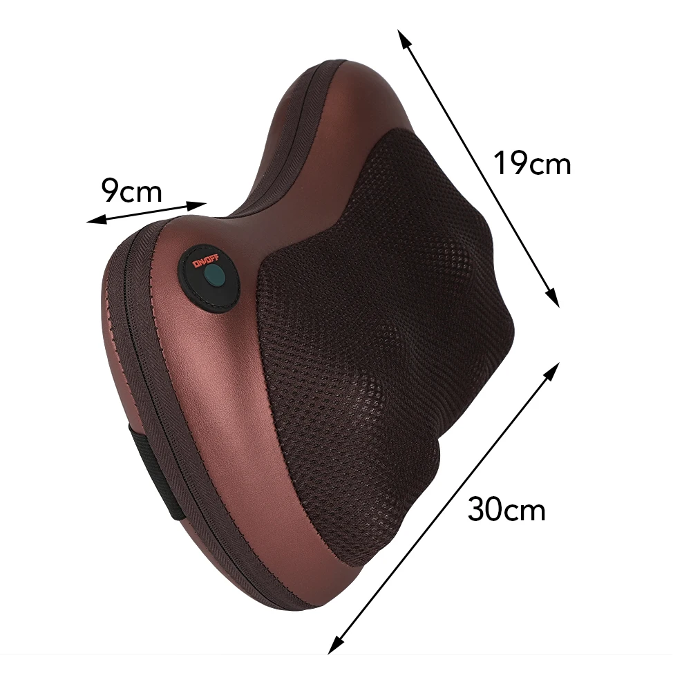 

AGDOAD Home and Car Body Massage Pillow Shiatsu Kneading Massage Relaxation Colorful Light 8 Head Cervical Neck Massager EU Plug
