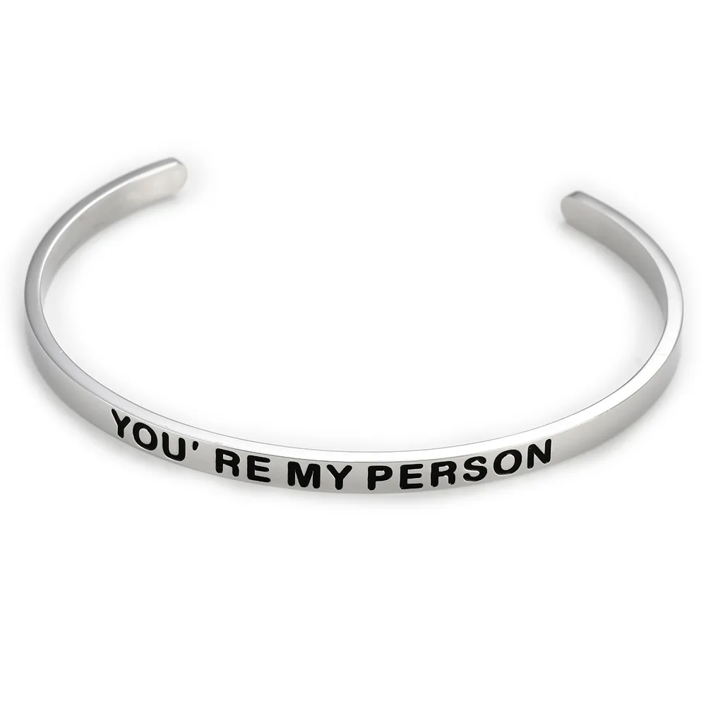 

304 steel jewelry C-shaped lovers Bracelet corrosion lettering you are my person Valentine's Day gift width 4mm