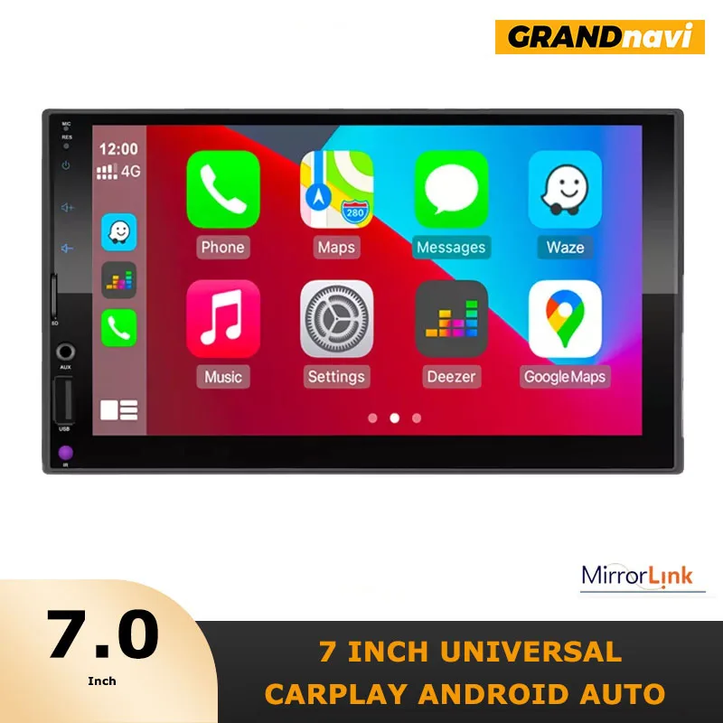 

GRAND NAVI 2din 7'' Car Radio MP5 Player MP3 Player Apple Carplay Android Auto Bluetooth FM Car Audio Support Micphone