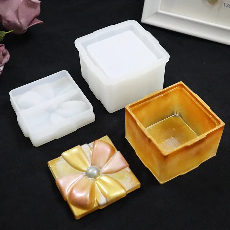 

Square bow storage box Silica gel mold DIY ornaments handmade mold