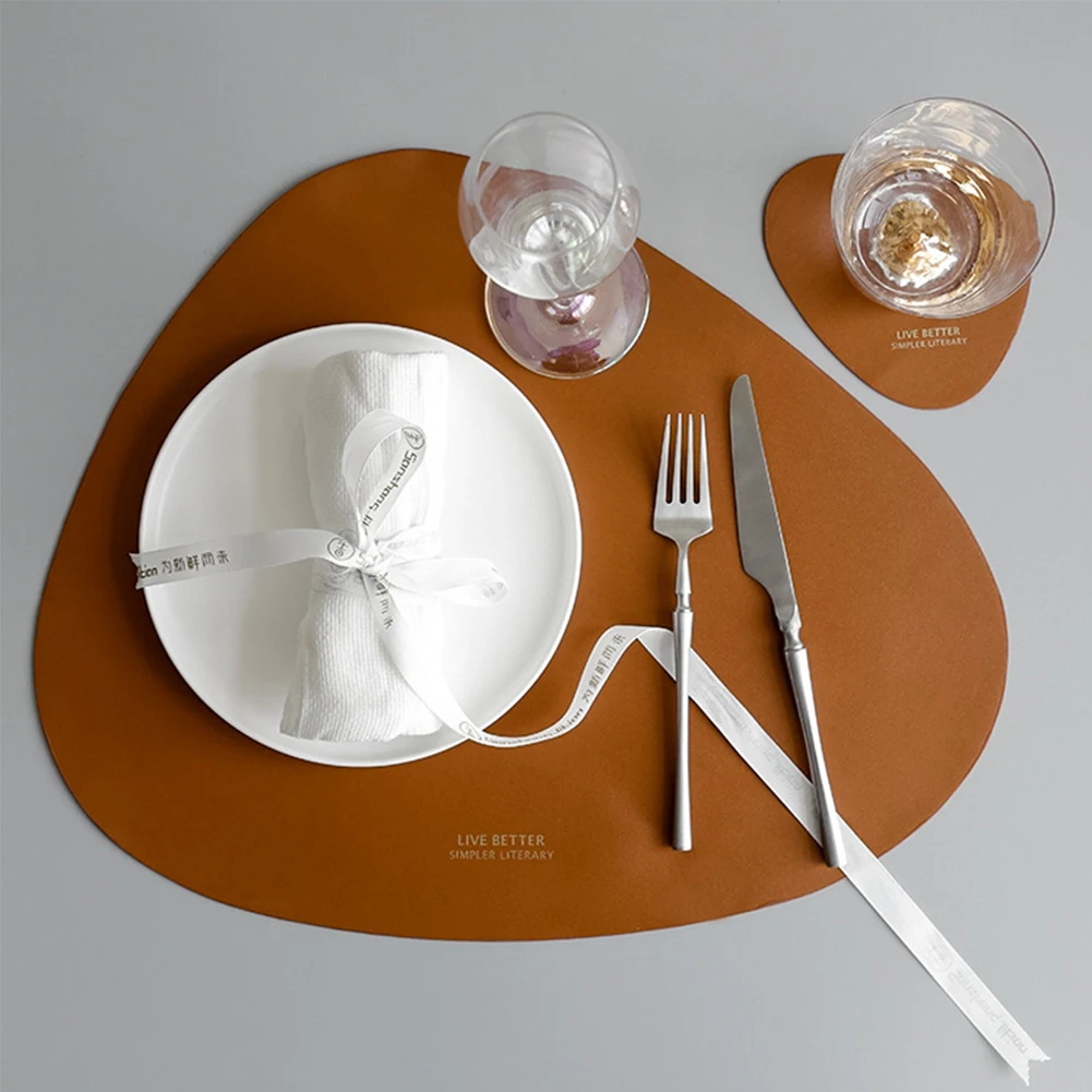 

Retail New Arrival Leather Placemats 4 Colors For Dining Table Kitchen Table Mats Nordic Style Outdoor Mat With A Small Coasters