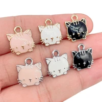 peixin 20pcs fashion enamel dripping oil cat charm pendant black and white animal alloy accessories for jewelry making supplies