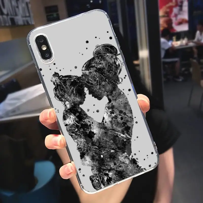 

Fashion mama of girl boy mom baby Phone Case Transparent for iPhone 6 7 8 11 12 s mini pro X XS XR MAX Plus