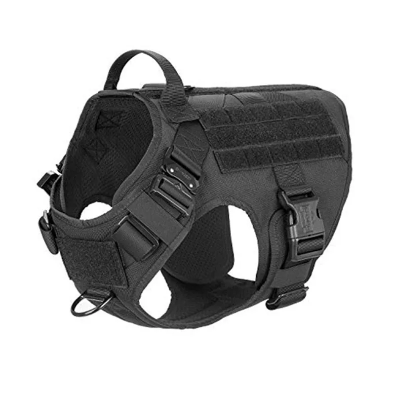 

Tactical Dog Harness with 2X Metal Buckle Working Dog MOLLE Vest with Handle Front Clip Dogs Military Adjustable Coats Jackets