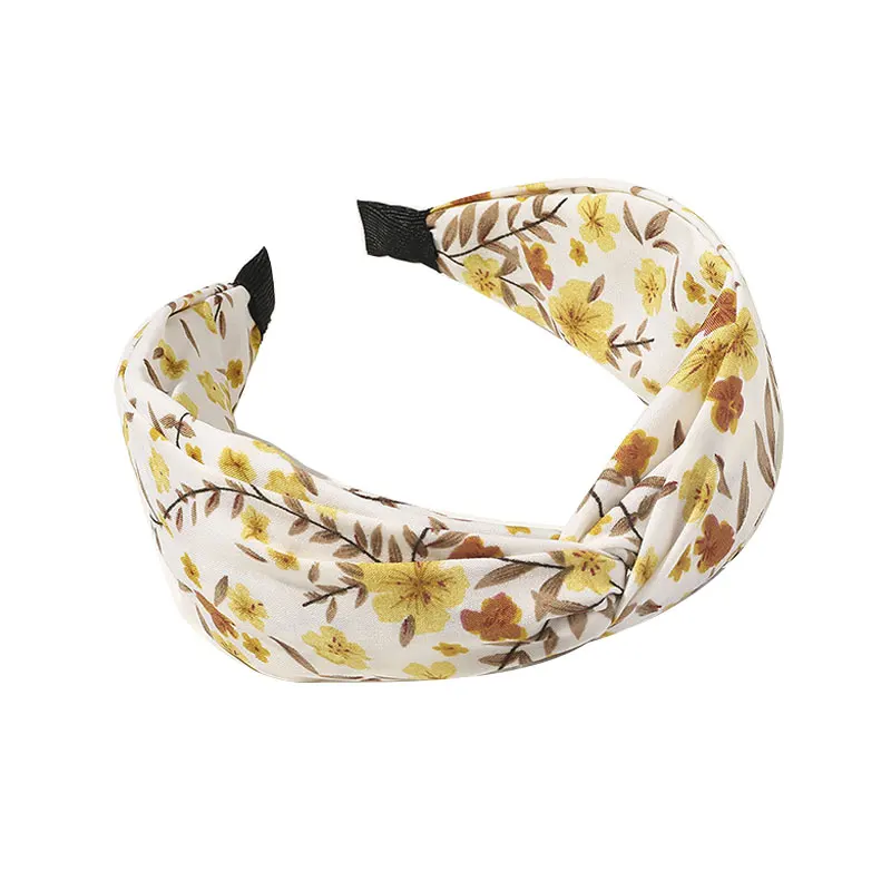 

Fashion Women Flower Printing Headband Cross Knotted Hair Wrapping Headwear Elegant Hair Hoop Hairband Headband Hair Accessories