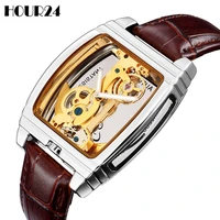 business mens automatic menchanical watch turbullion luxury steel transparent dial skeleton watches for men clock wristwatch set
