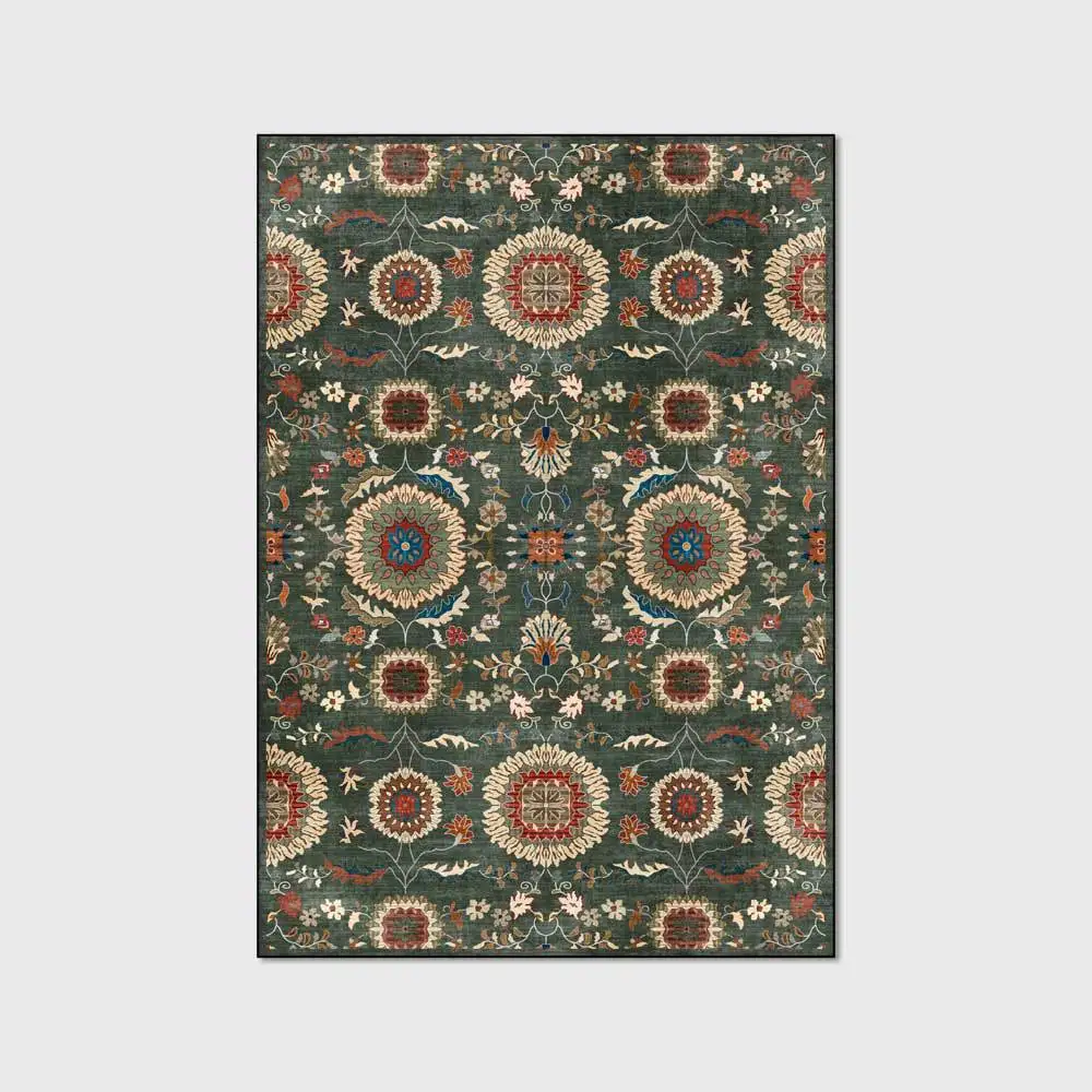 

JQ American Country Style Floor Mat Retro Persian Geometric Flowers Printed LivingRoom Kitchen Door Rugs Bedroom Bedside Carpet