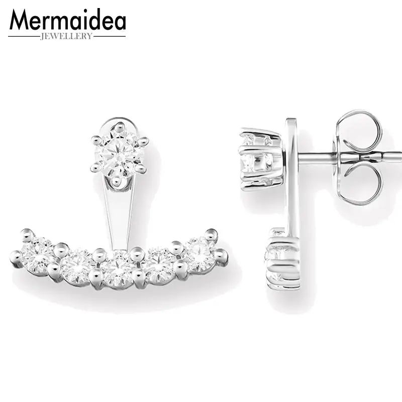 Женские сережки гвоздики Arc с серебряным покрытием и цирконием модные ювелирные