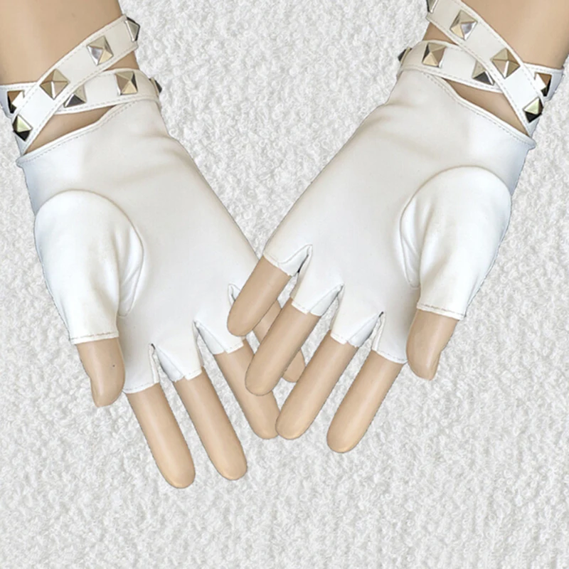 1 пара женские короткие перчатки из ПУ кожи без пальцев | Аксессуары для одежды