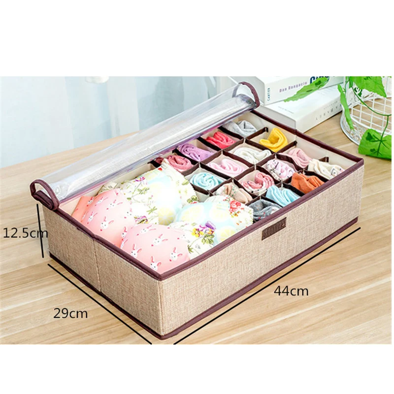 17 сетки Нижнее белье ящик для хранения носков с прозрачной крышкой дома Спальня