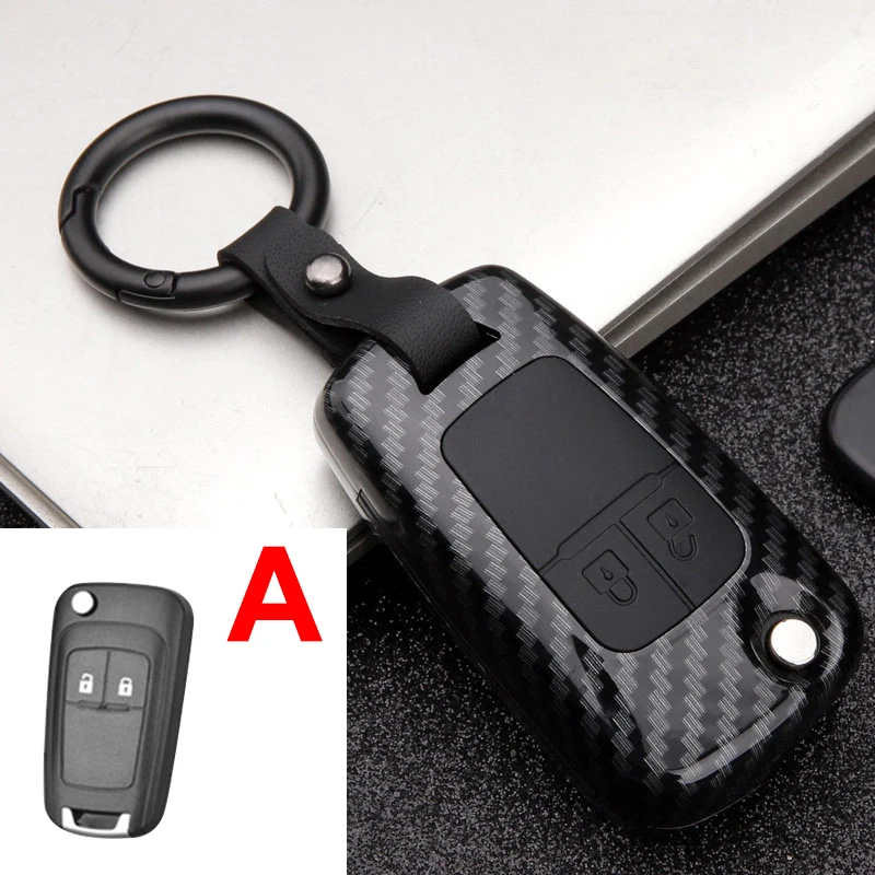 A Carbon Чехол для ключа автомобиля для Chevrolet Cruze Aveo Lova Epica Opel VAUXHALL Astra Corsa Antara Meriva Insignia Zafira C Mokka Karl - Название цвета: A Carbon