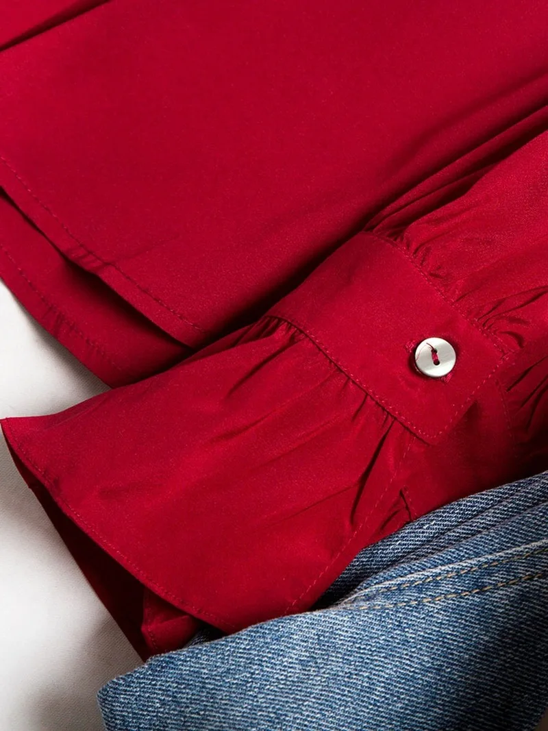 

SHUCHAN 2021 Designer Spring Women Shirts Vintage Natural Silk Ruffled Poplin Long Sleeve Blouse Women's Long Sleeve Tops