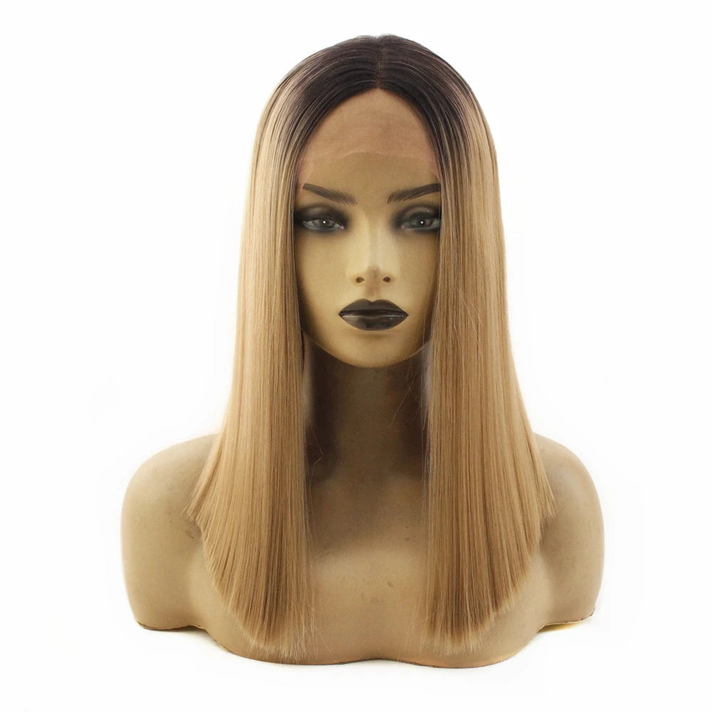 Парик для женщин короткий парик из синтетических волос с коричневыми корнями