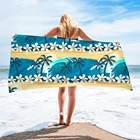 Быстросохнущие пляжные полотенца Новое поступление пляжные полотенца Гавайская море пальма и Плюмерия с цветочным узором быстросохнущие плавательные полотенца банная душевая