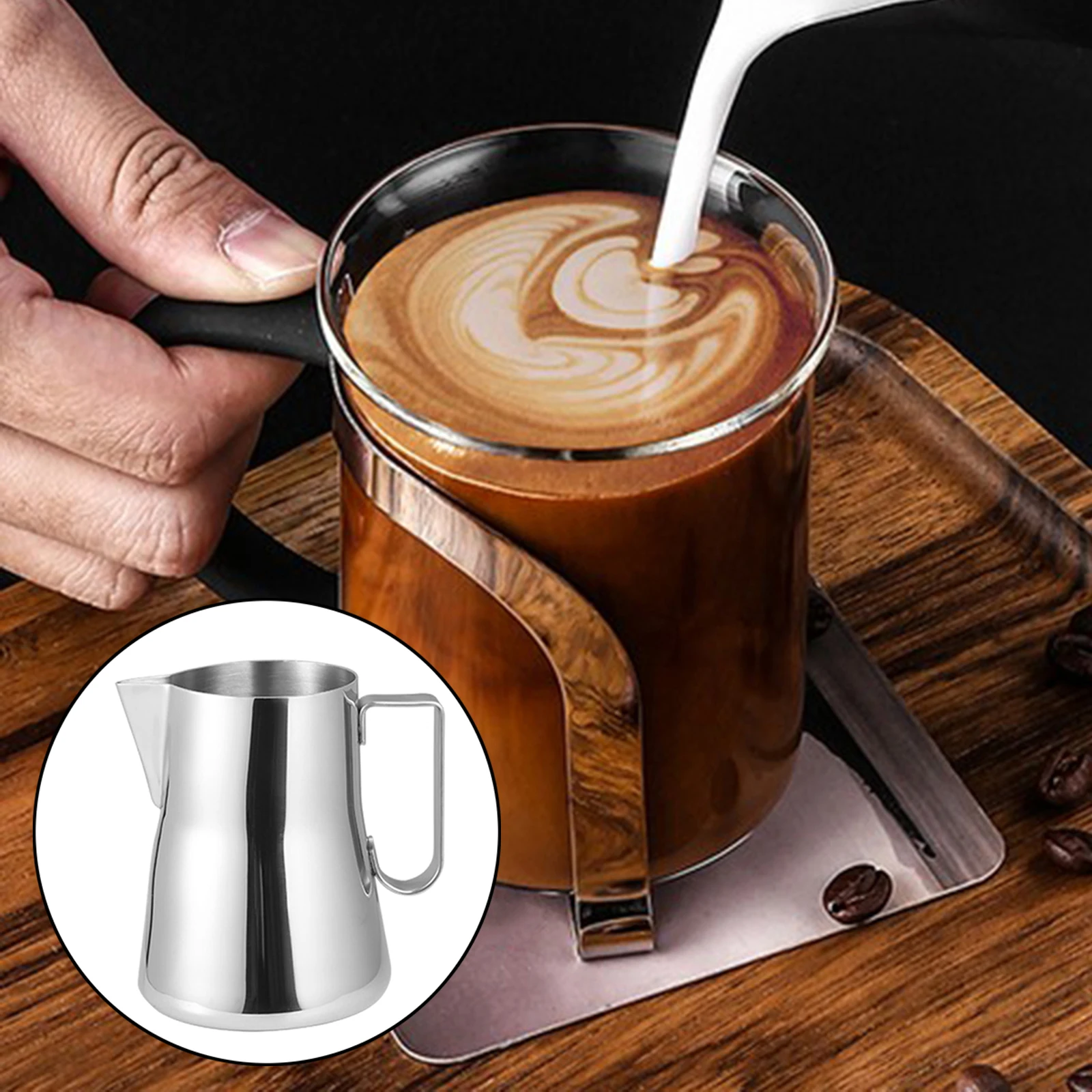 

Milk Frothing Jug Cappuccino Measure Cup Barista Espresso Pitcher Creamer