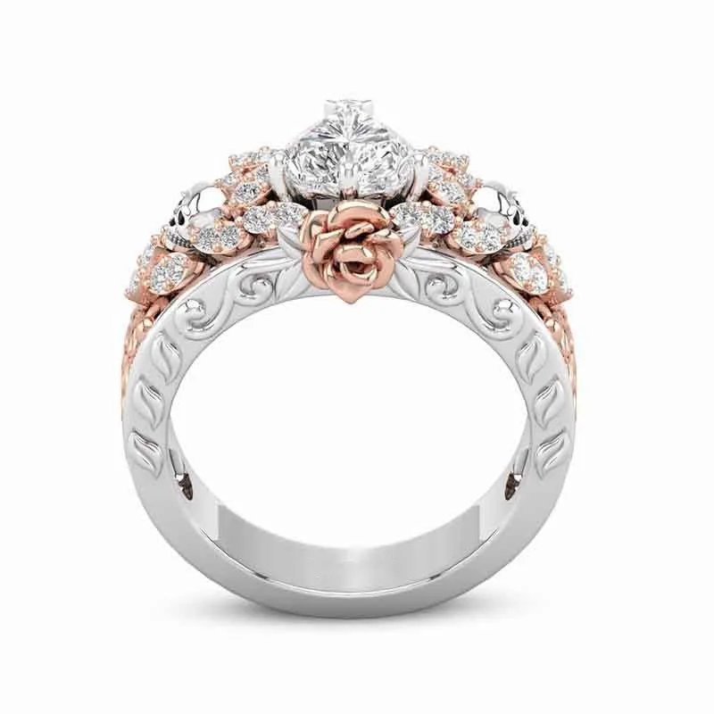 Женское кольцо с цветком из камня NPKDS классическое цвета розового золота и