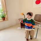 Детская одежда 8431, Новинка осени 2021, свитер с круглым вырезом и надписью в Корейском стиле, детская одежда