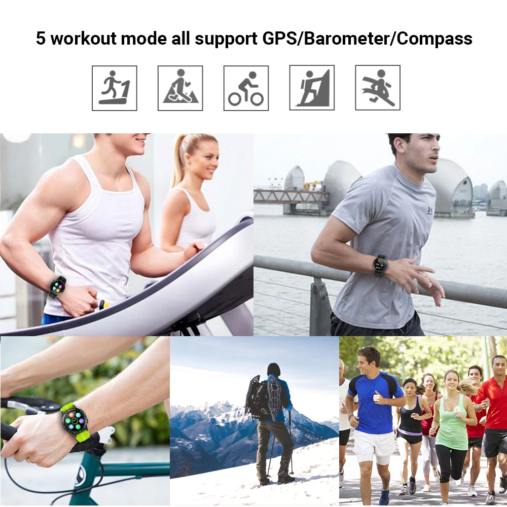 

Smart Watch Men GPS Heart Rate Compass Barometer Smartwatch Call Reminder Outdoor Women's Watch Full Touch M5C Fitness Watch