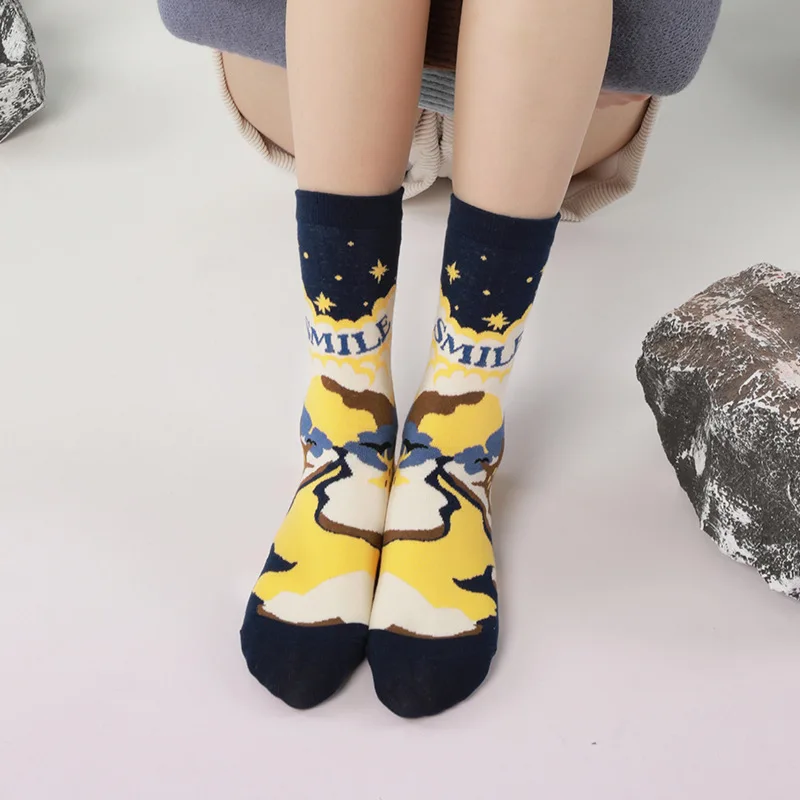 Женские носки-трубы на весну и лето новые продукты цветные Мультяшные милые