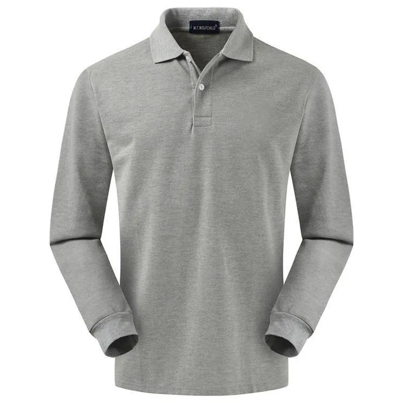 100% хлопковые мужские футболки-поло рубашки для мальчиков с длинным рукавом