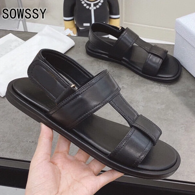 

Сандалии женские на плоской подошве, из натуральной кожи