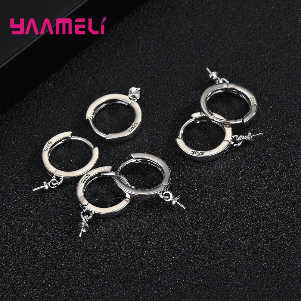 925 Sterling Silver Round Hoop Earrings Making Components Handmade DIY Jewelry Findings Circle Loop with Bail Connector | Украшения и