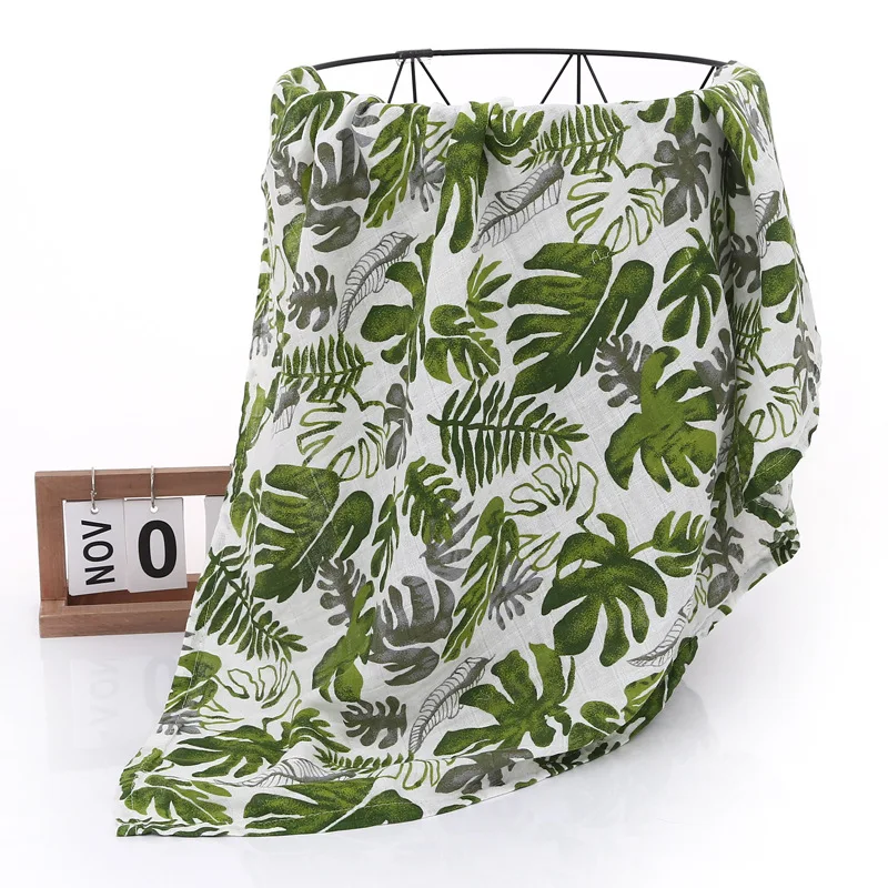 Бамбуковые хлопковые муслиновые пеленки мягкое милое одеяло с принтом для