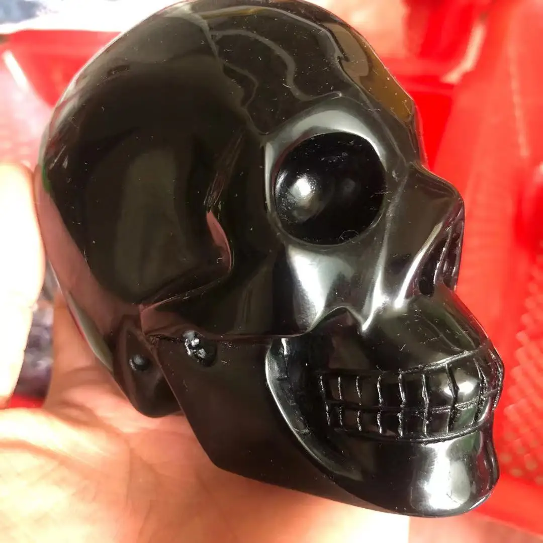 

800-1000g Large Natural Black Obsidian Stones And Minerals Carved Skull For Home Decor Reiki Energy Chakra Gifts 1pcs