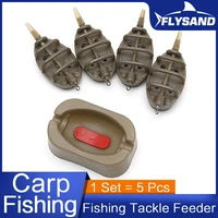 flysand inline method feeder mould bait thrower bait plumb set carp fishing bait holder tool 4 feedersset