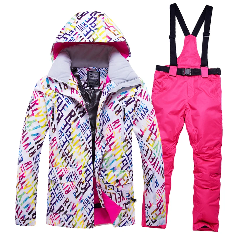 Color 7 Женский лыжный костюм Одежда для сноуборда брюки Лыжная куртка с капюшоном Брюки ветрозащитная водонепроницаемая верхняя спортивная одежда Женский комплект - Цвет: Color 7