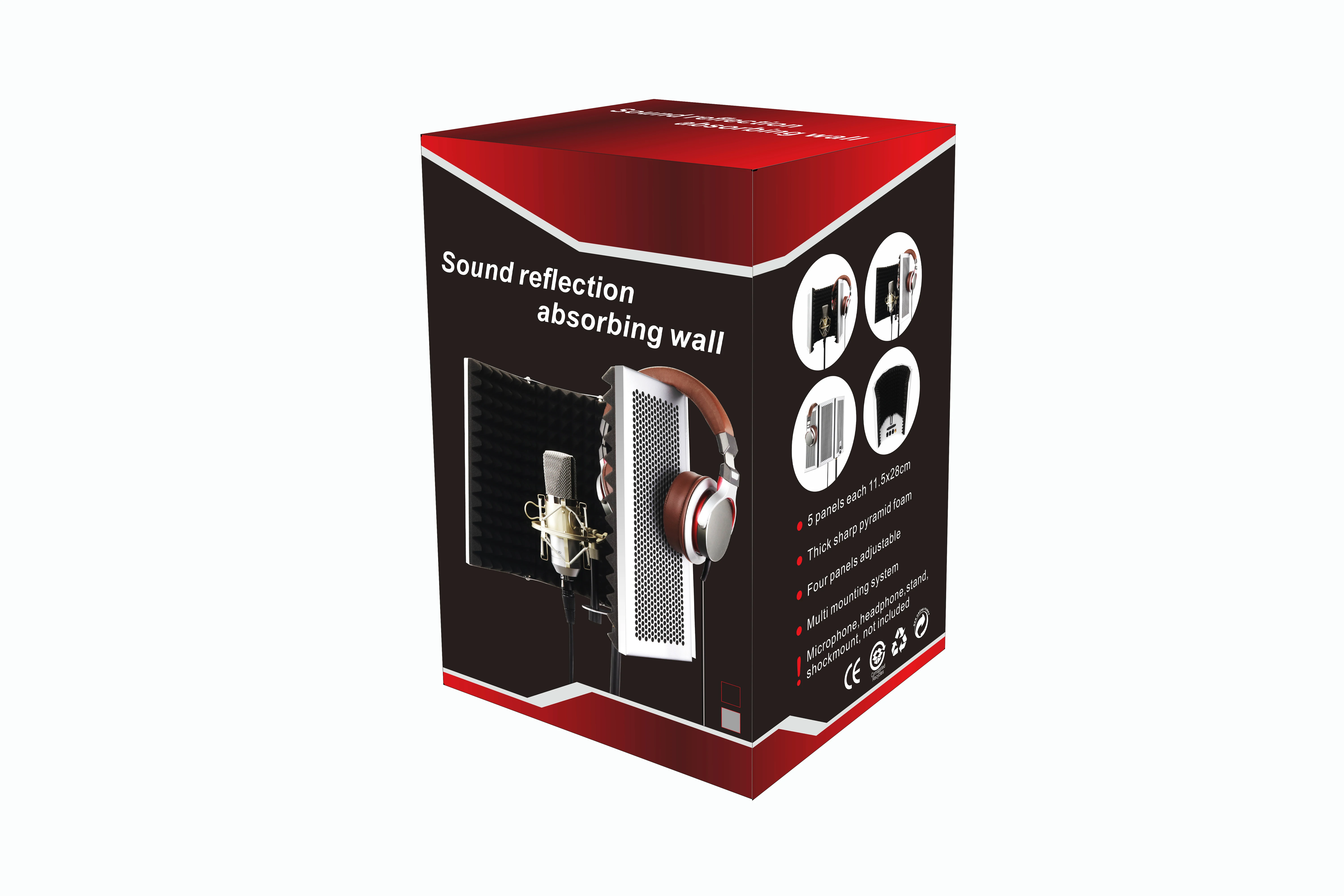 5 панельный складной Студийный микрофон изоляционный щит Звукопоглощающая пена