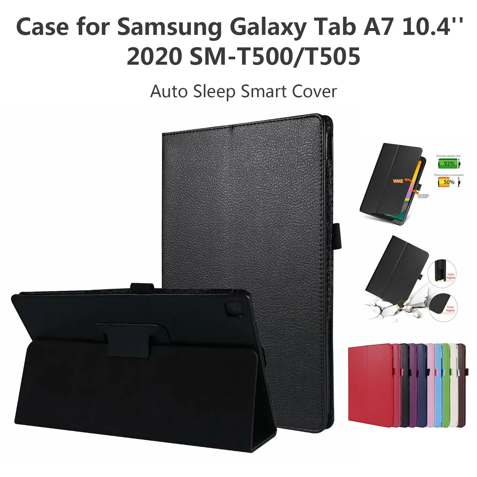 

Ultra-thin soft and durable leather stand smart protective cover suitable for Samsung Galaxy Tab A7 10.4''2020 SM-T500 / T505