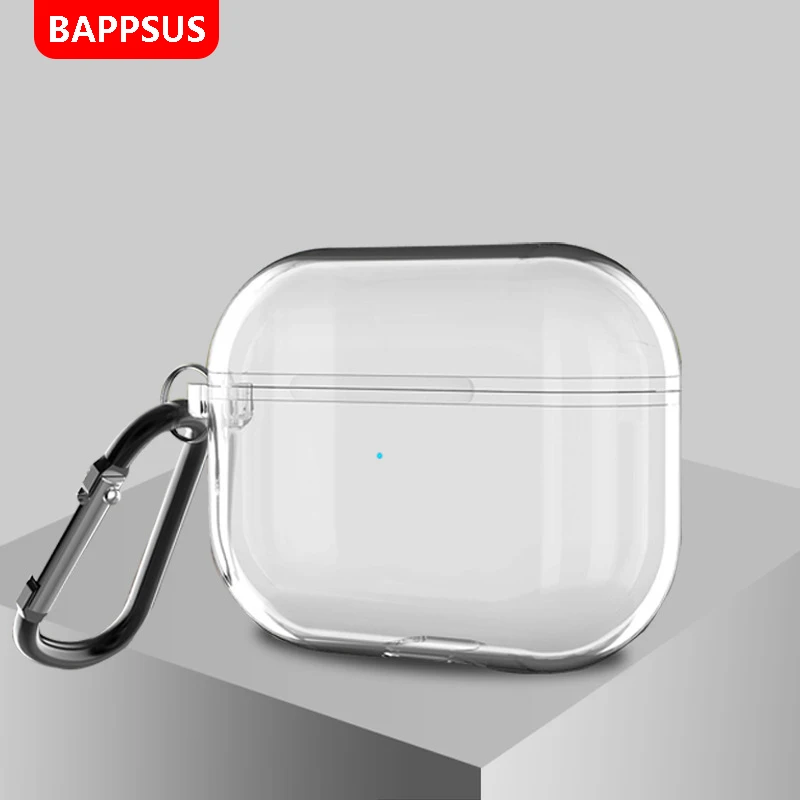 

For Airpods 3 Transparent Case Protective Cover Anti-knock Cover Shell Capa Soft Silicone Case HD with Holder Clip for AirPod 3