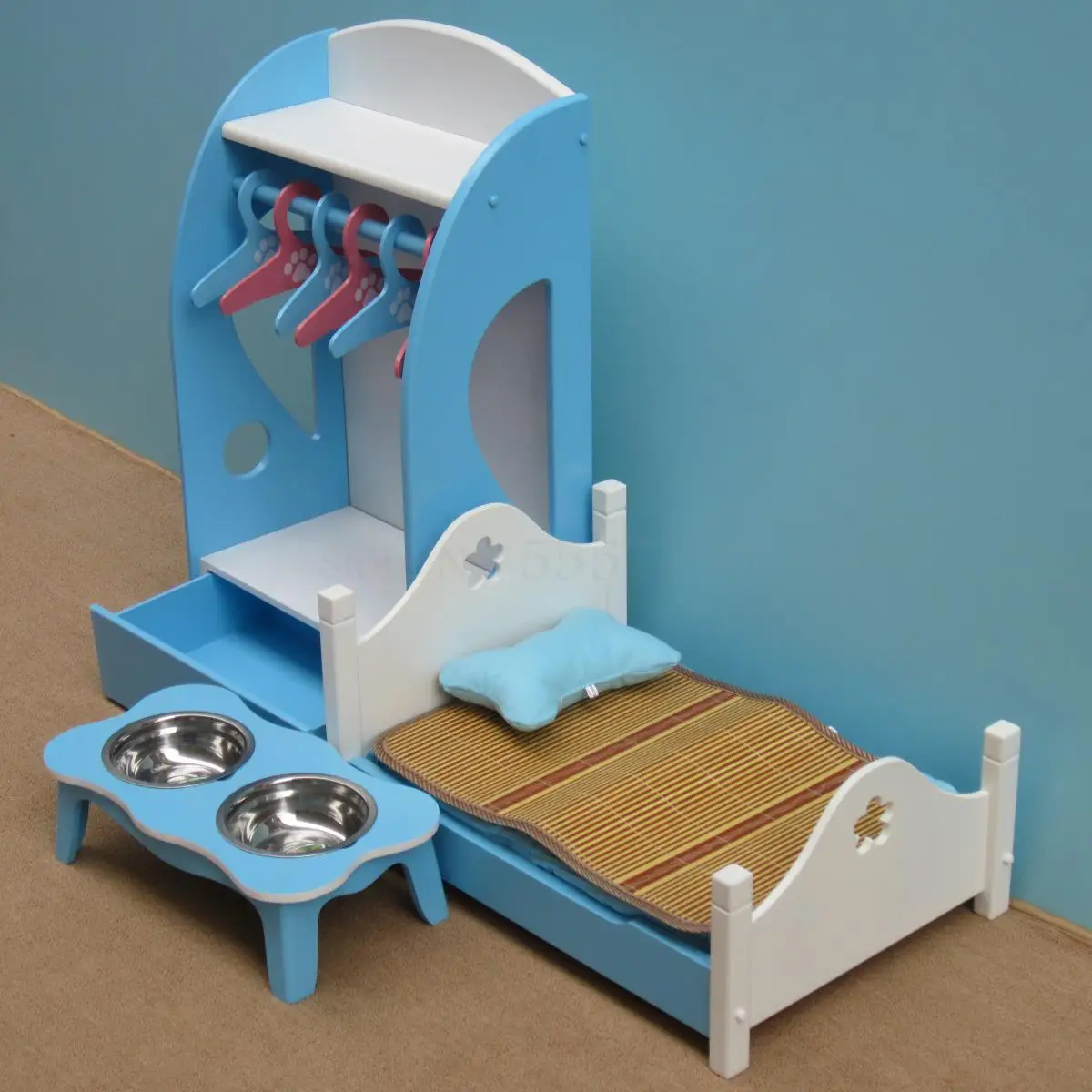 Домашний набор для домашних питомцев деревянная кровать животных шкаф подставка