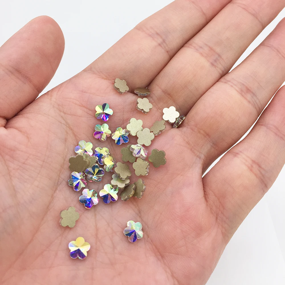 30 шт. кристалл AB кристаллы для ногтей камни в форме цветка с плоской задней частью