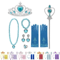 girls anna elsa cospaly crown magic wand necklace gloves accessories snow white earring bracelet sleeping beauty sets