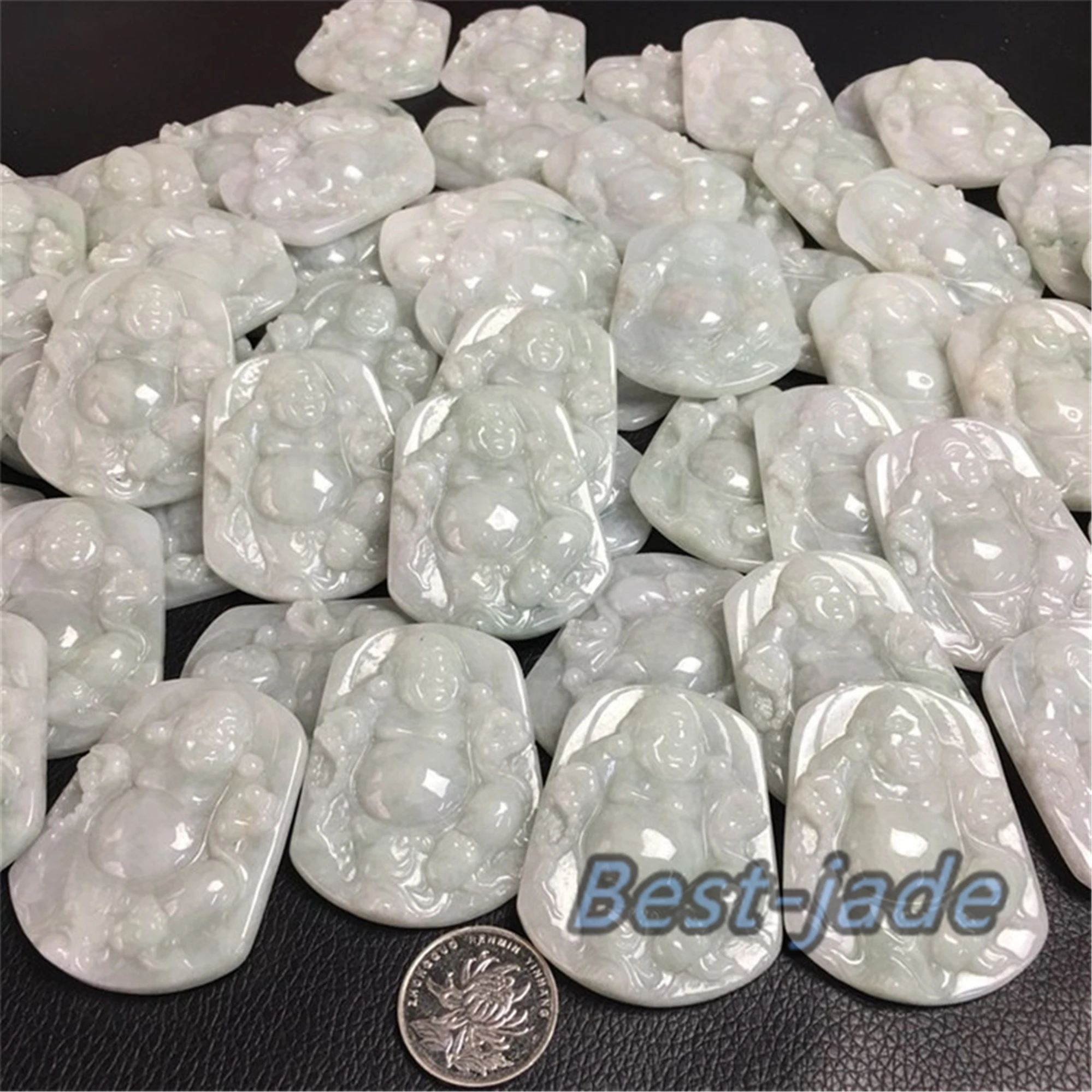 Подставка Будда Натуральный Белый Зеленый Класс нефритовый человек Бирма ЖАДЕИТ