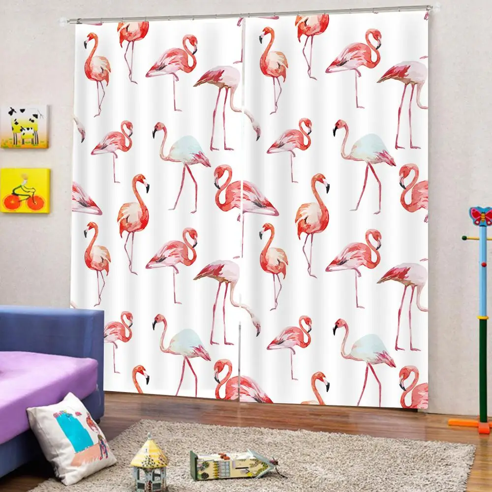 Занавески с Фламинго из ткани шторы полиэстера для гостиной Bedraoom
