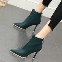 spring high quality soft pu leather boots women pointed toe pumps heels fashion ladies party shoes size 35 39 ladies short boot