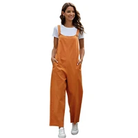 casual jumpsuit women summer fashions solid color loose wide leg overalls for young girls streetwear plus size playsuits