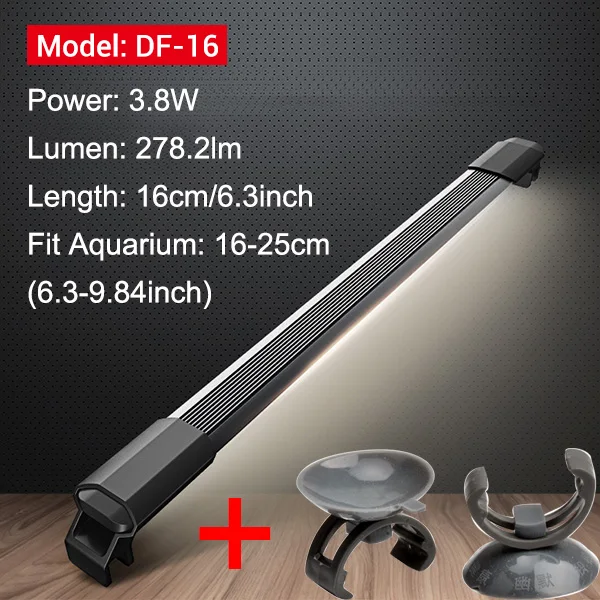 Nicrew JIYIN аквариумные лампы SMD 220 В/50-60 Гц аквариумные светодиодный Светодиодный лампы для аквариума 1,1 см водостойкие дайвинг огни - Цвет: DF16 and suction cup