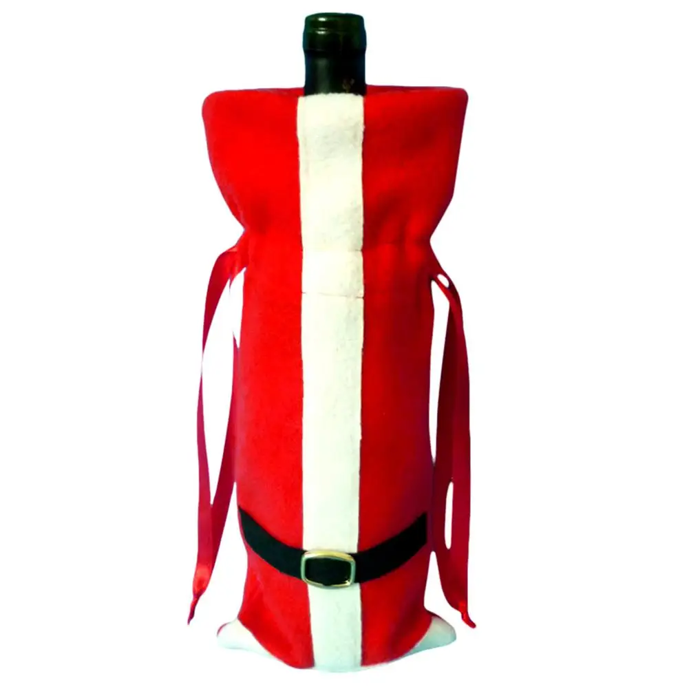 Рождественские мешки крышки бутылки вина упаковка с утолщённой меховой опушкой