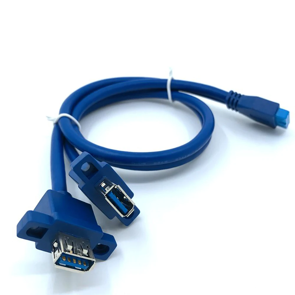 

2 x USB3.0 Dual Port USB 3.0 A Female Screw Mount Panel Type to 20Pin Female Cable PC Case cables 20 pin 30cm 50cm 80cm