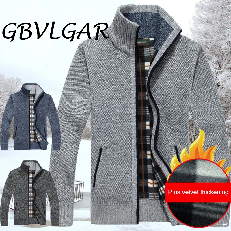 

2021 Sweater Men Winter Faux Fur Wool Sweater Coats Male Zipper Knitted Thick Coat Warm Casual Knitwear Cardigan Plus Size M-3XL