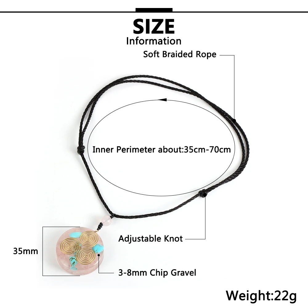 Целебный розовый кристалл Orgone Ожерелье Амулет тонущий камень Orgonite кулон