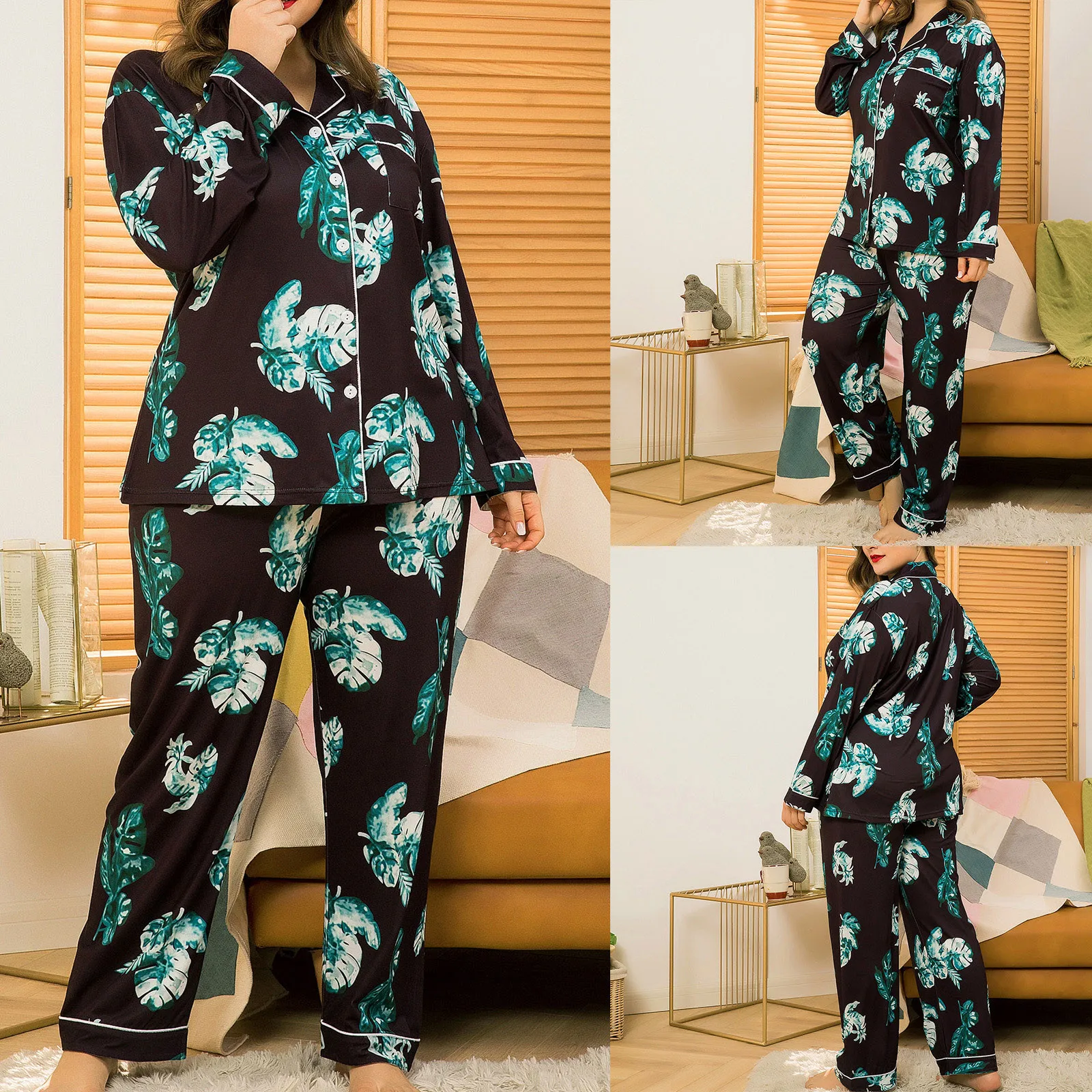 Пижамы для женщин 2021 модный принт размера плюс 2 шт удобная домашняя одежда