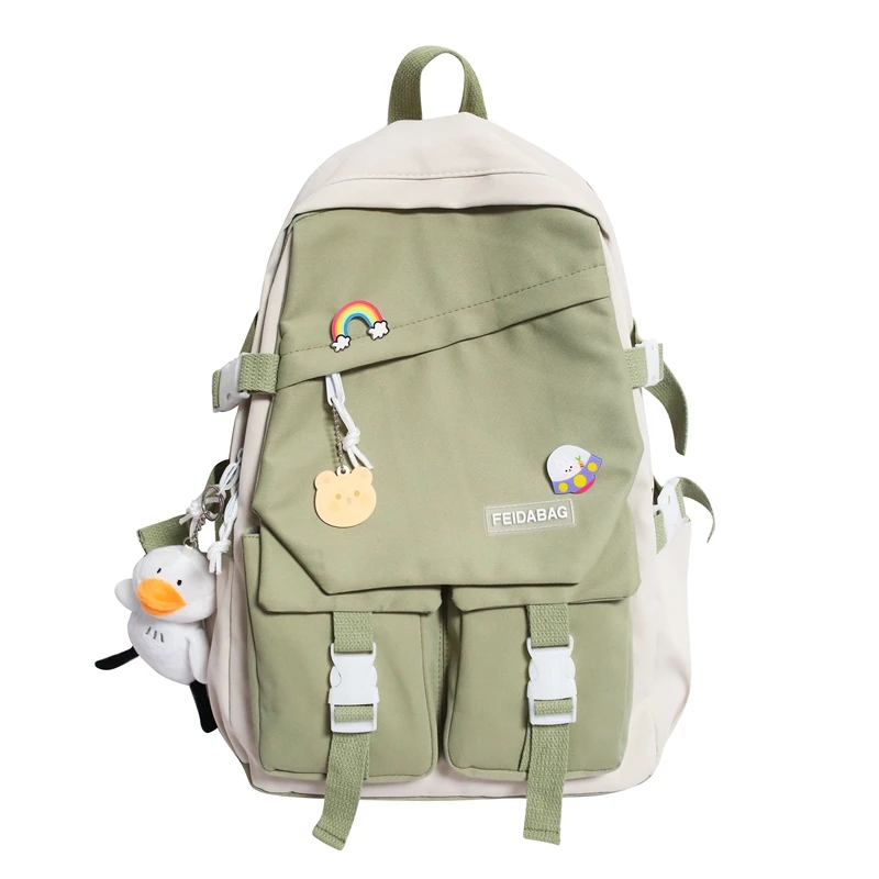 

EST Cute Badge Large Capacity Women Bags Waterproof Nylon Girls School Backpack College Book Travel Pannel Mochila mujer Bolsa